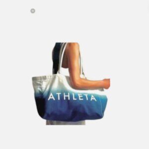 Athleta Beach Bag Gym Bag Tote Bag Blue Ombre Canvas Shopping Bag 18.5x12”